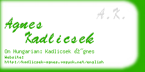 agnes kadlicsek business card